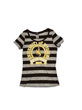 Creative Apparel University of WY Cowboys Striped Tee Shirt Womens Medium Top